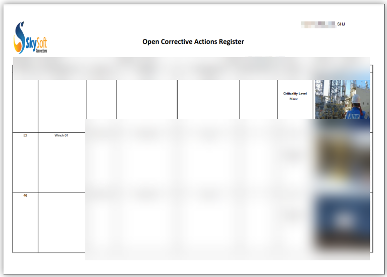 Audit corrective action register report
