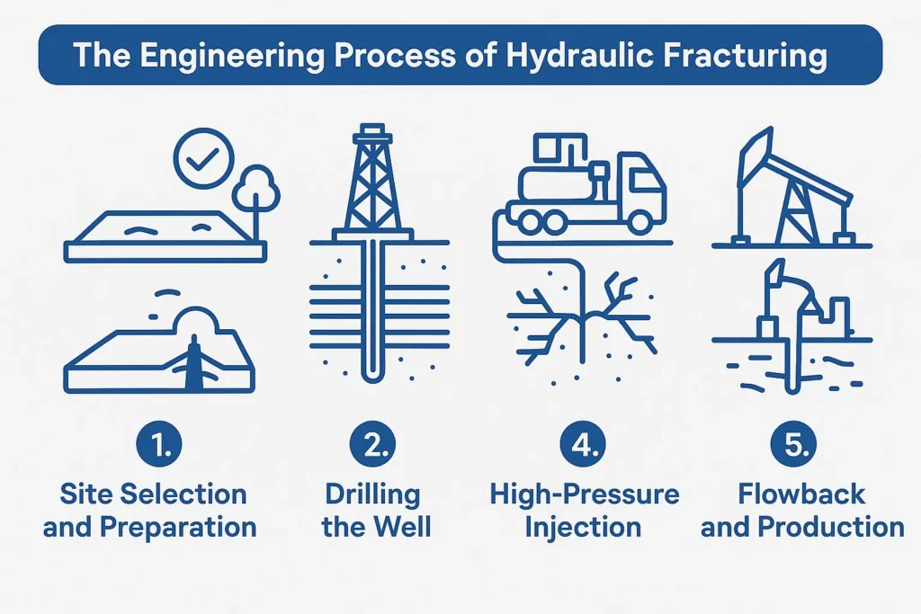 infographic explaining The Engineering Process of Hydraulic Fracturing