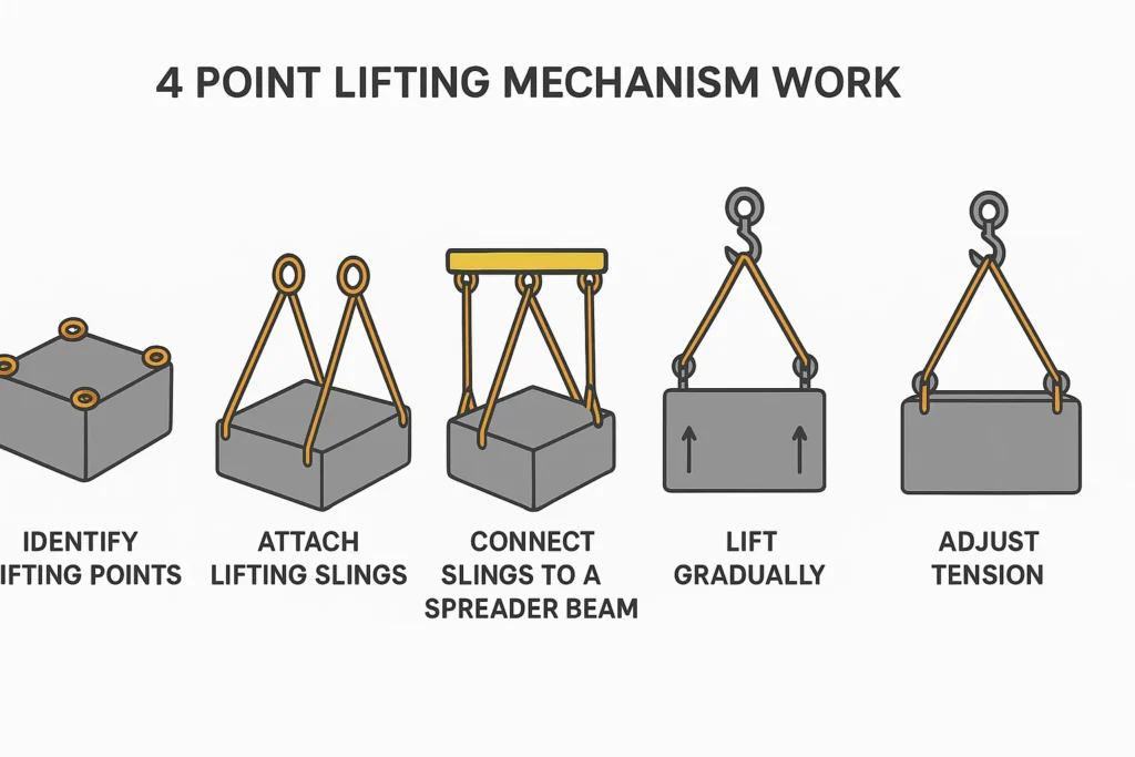 visual representation of How Does a 4 Point Lifting Mechanism Work?