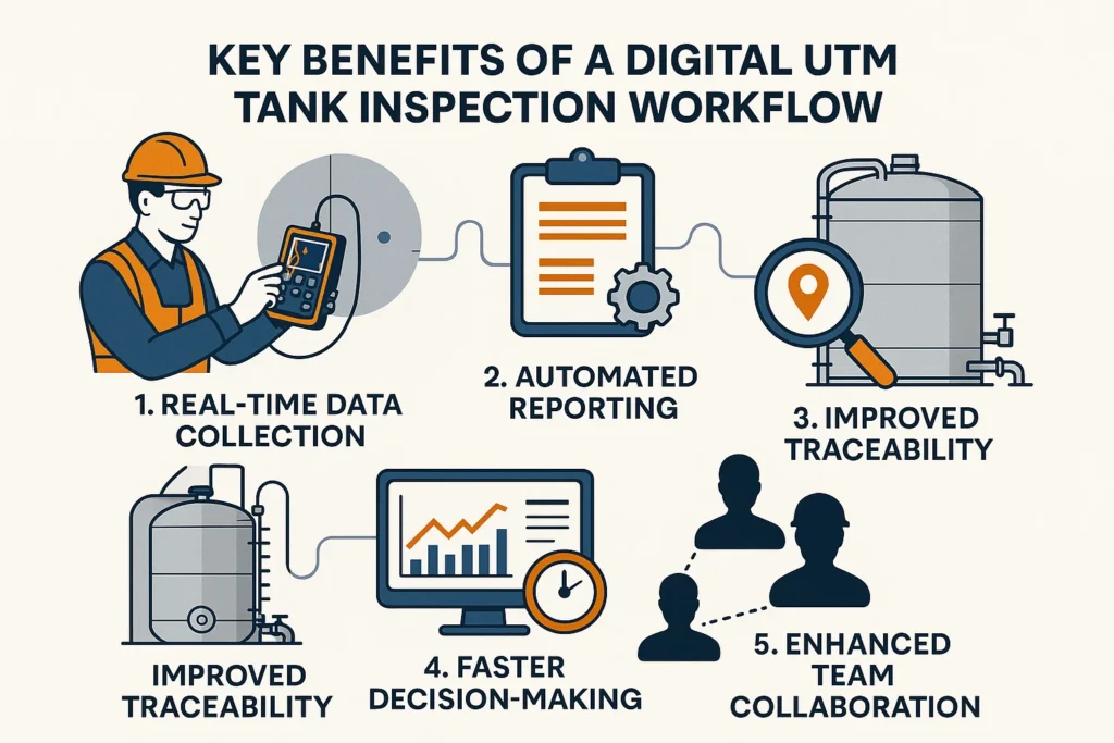 infographic explaining Key Benefits of a Digital UTM Tank Inspection Workflow