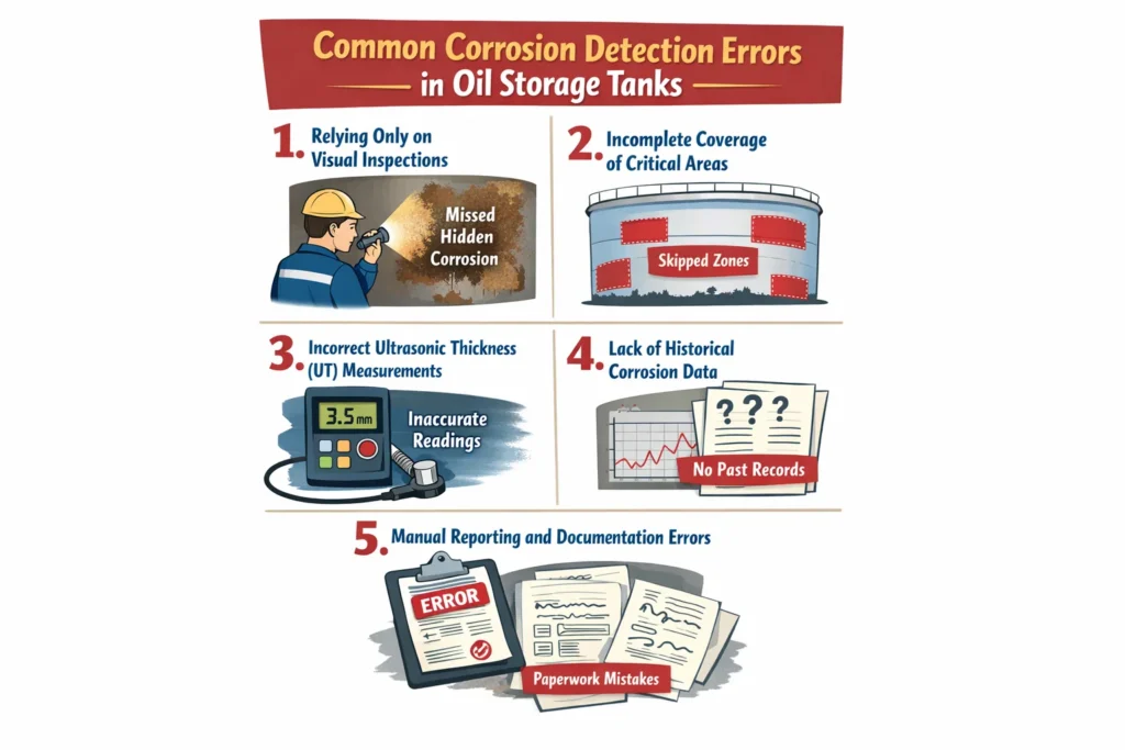 visual representation of Common Corrosion Detection Errors in Oil Storage Tanks