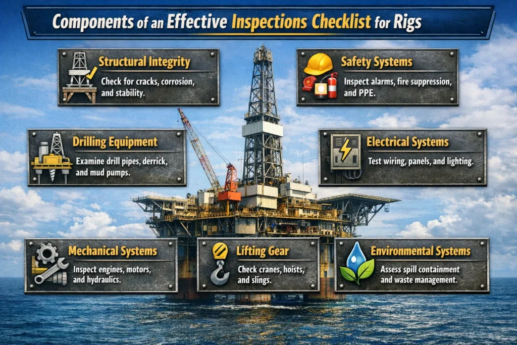 viusal representation of Components of an Effective Inspections Checklist for Rigs