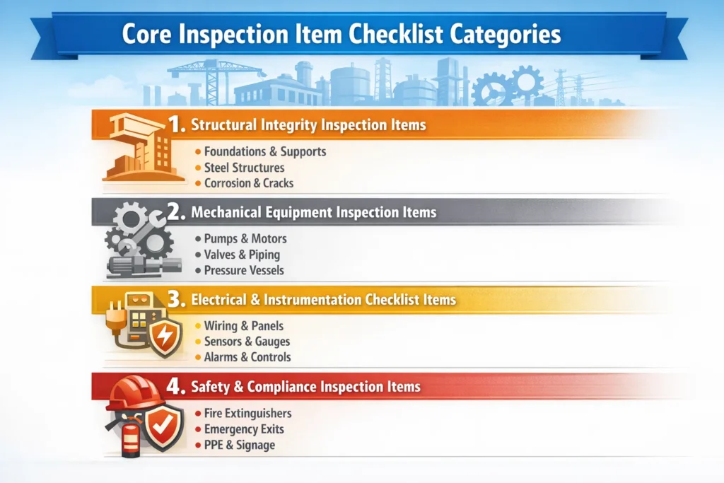 visual representation of Core Inspection Item Checklist Categories