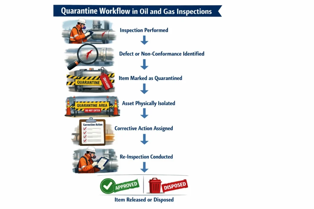 visual representation of Quarantine Workflow in Oil and Gas Inspections