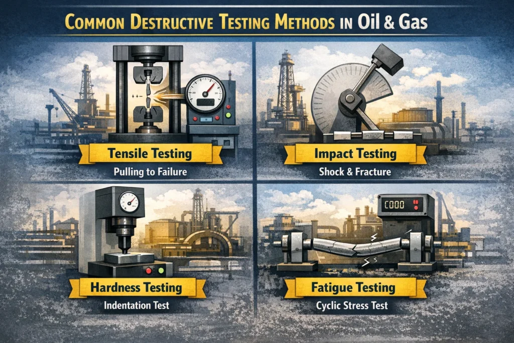 visual representation of Common Destructive Testing Methods in Oil & Gas: