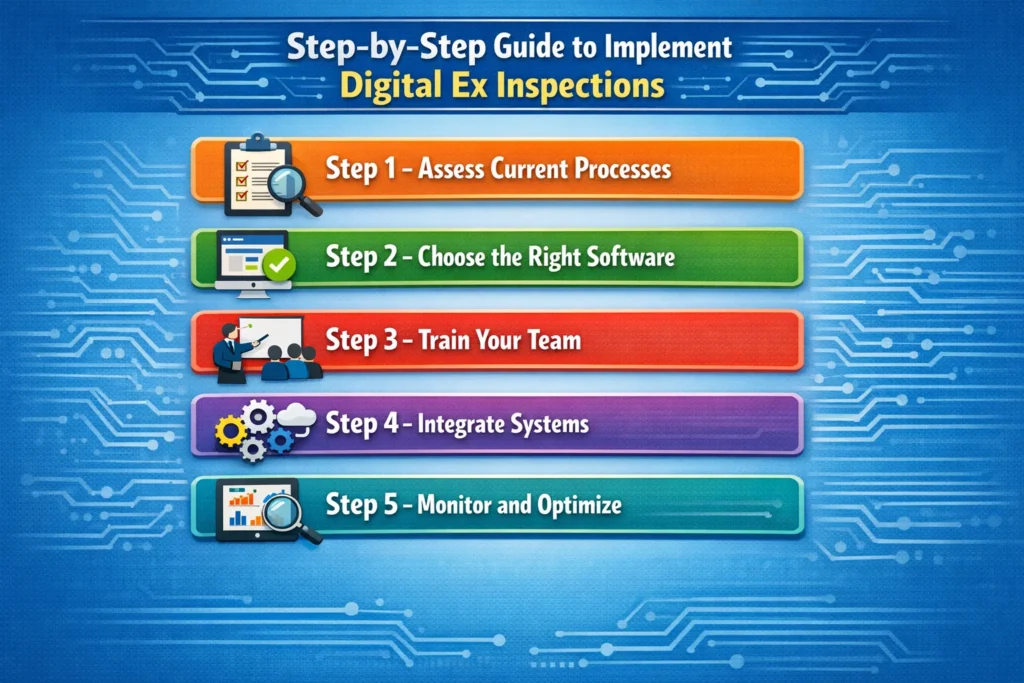 visual representation of Step-by-Step Guide to Implement Digital Ex Inspections
