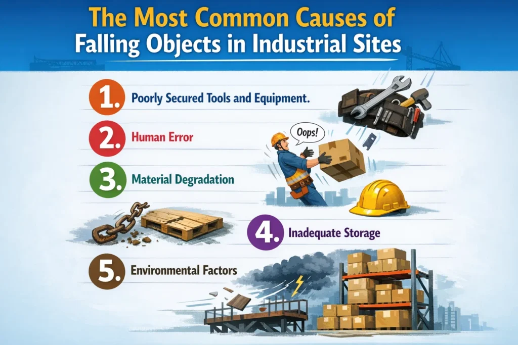 visual representation of The Most Common Causes of Falling Objects in Industrial Sites