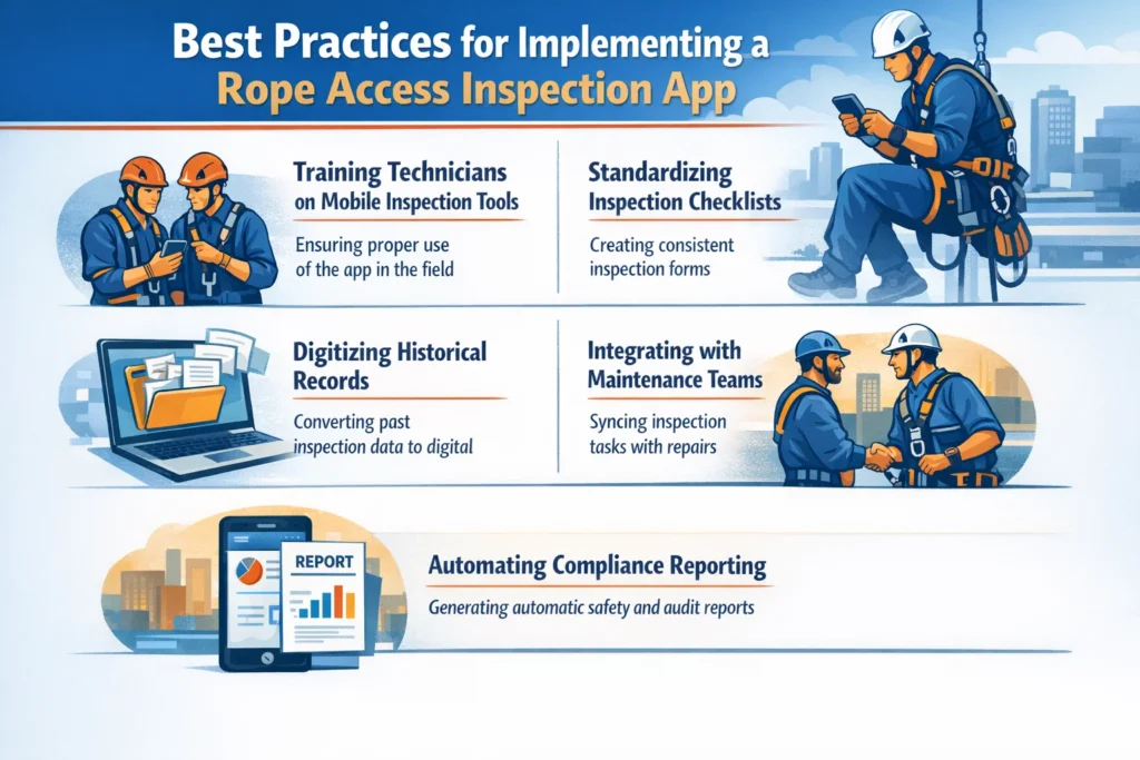 visual representation of Best Practices for Implementing a Rope Access Inspection App