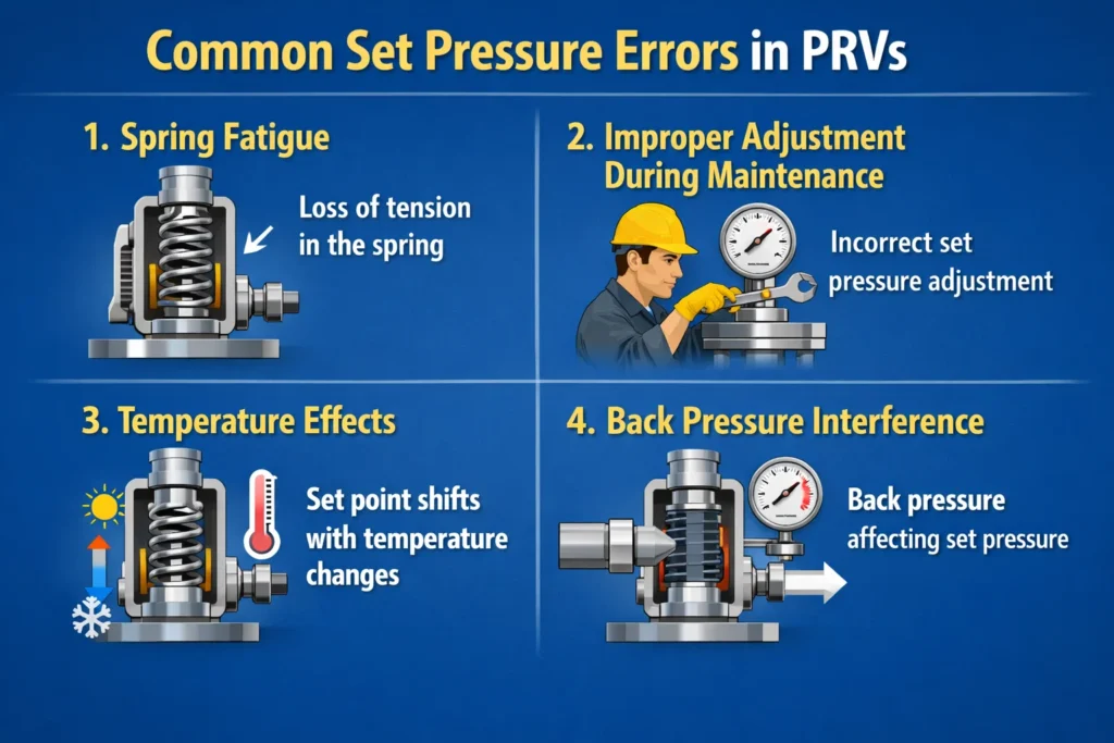 visual representation of Common Set Pressure Errors in PRVs