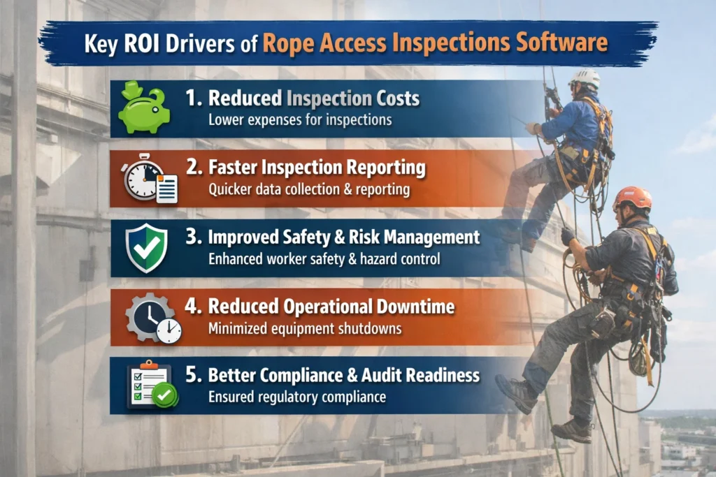 visual representation of Key ROI Drivers of Rope Access Inspections Software
