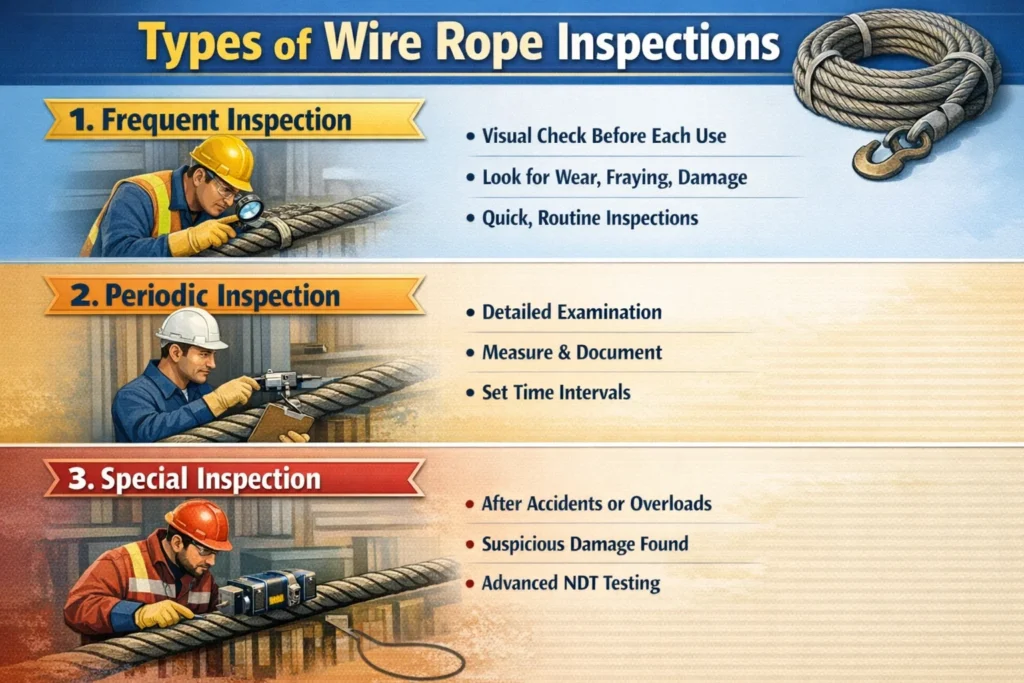 visual representation of Types of Wire Rope Inspections