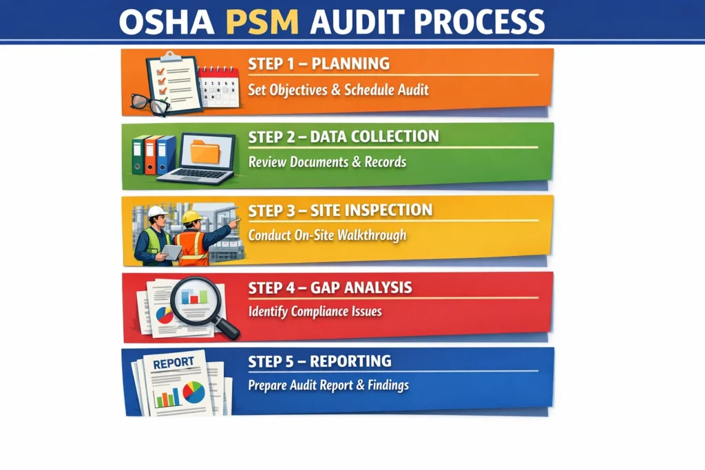 visual representation of Step-by-Step OSHA PSM Audit Process
