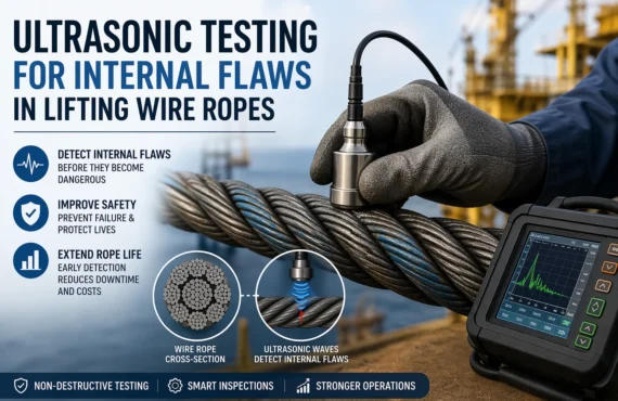 Ultrasonic Testing for Internal Flaws in Lifting Wire Ropes