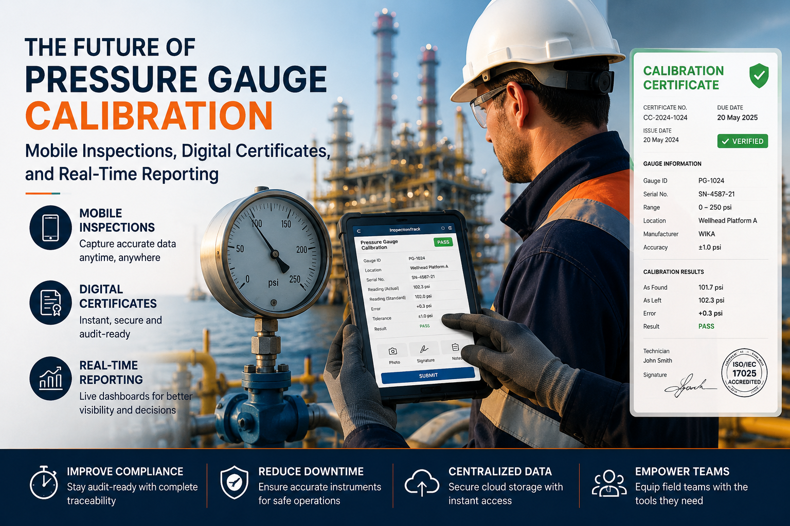 The Future of Pressure Gauge Calibration: Mobile Inspections, Digital Certificates, and Real-Time Reporting