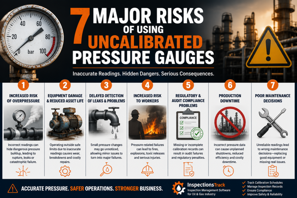 visual representation of 7 Major Risks of Using Uncalibrated Pressure Gauges
