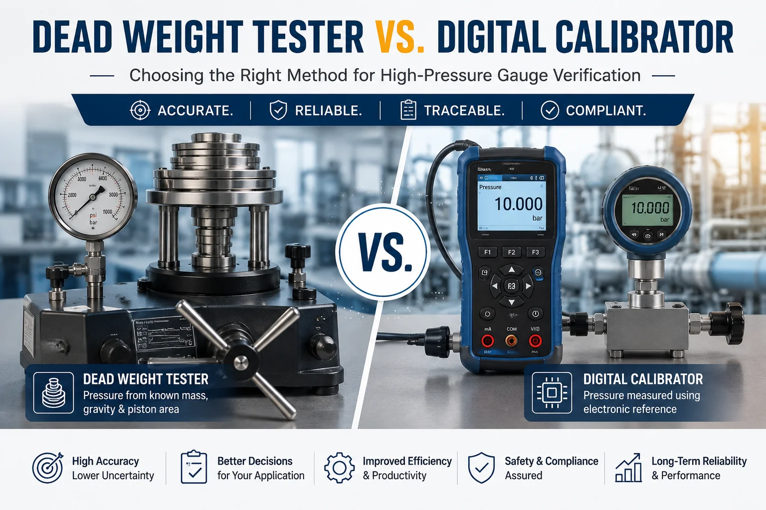 Dead Weight Tester vs. Digital Calibrator: Choosing the Right Method for High-Pressure Gauge Verification