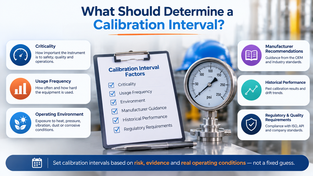 infographic explaining What Should Determine a Calibration Interval?