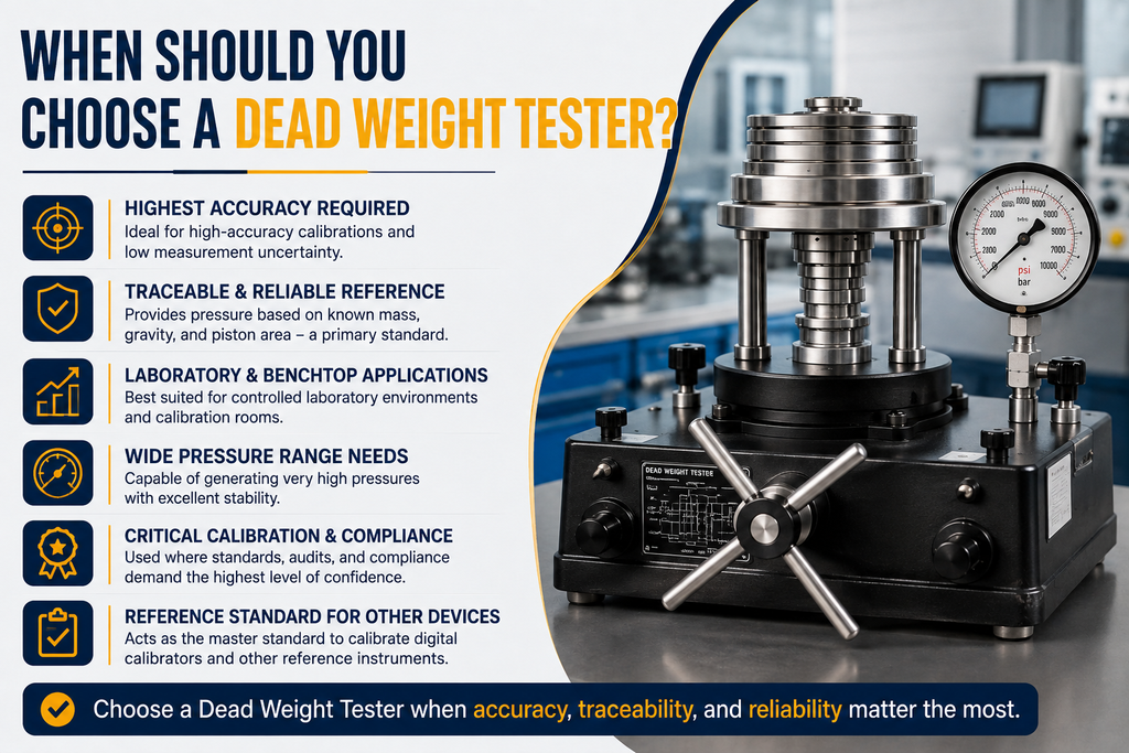 visual representation of When Should You Choose a Dead Weight Tester?
