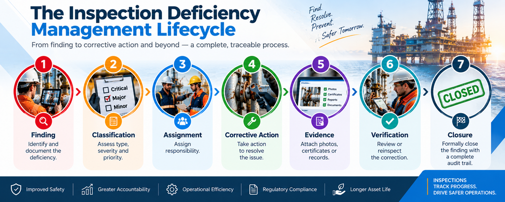 visual representation of The Inspection Deficiency Management Lifecycle